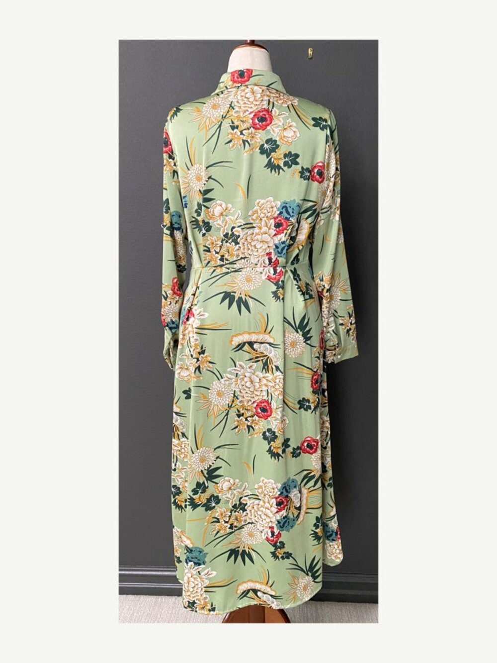 Jowell Green Floral Button Front Midi Dress Size L NWT - Picture 6 of 6